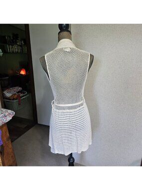 Mudd Y2K Large Beige Sleeveless Knit Vest Cardigan Duster